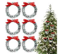 tulahkomen Small Christmas Wreath - Hangable Realistic with Bow | Mini Christmas Wreaths for Window | for Outdoor Window Mantel Restaurant Wall Front Door Dining Room Dool Handle