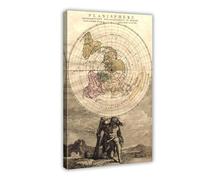TULAOJI Flat Earth Planisphere World Map Vintage 1715 - Louis Renard Canvas Poster Bedroom Decor Sports Landscape Office Room Decor Gift Frame-style-8 24x36inch(60x90cm)