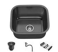 TULAZOU Dad Dark Grey Sink, 35 x 33 cm, Stainless Steel, Undermount, Rectangular, Modern, 1 Hole, 13 lbs