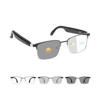 Tulbeys Smart Glasses Open Ear, AI Glasses Real-Time Translation, Color Change Lenses, Polarized Sunglasses Bluetooth, Voice Assistant, Mic Speakers for Men Women, Support for 110+ Languages (Silver)