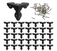 Tulead 40PCS Metal Corner Protector Decorative Corner Hadrware Wood Corner Guards Black Edge Guard 1.3" with Mounting Screws