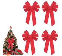 TULEBOLIAN 4pcs Red Velvet Christmas Bow,40 * 25cm,Christmas Bows,Large Red Bow,For Christmas Tree,Home Decor,Christmas Wreaths,Party Decoration