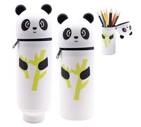 TULEBOLIAN Silicone Pencil Case, Panda Pencil Case, Pen Case, 2 in 1 Kawaii Pencil Case, Telescopic Pencil Case, Zip, Beautiful Standing Pencil Case