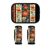TULIMET 2Pcs Luggage Handle Wrap for Suitcase, Mexico Otomi Green Flower Boho Floral Luggage Identifiers Travel Bag Wraps Suitcase Handle Protection Sleeve Cover