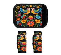 TULIMET 2Pcs Luggage Handle Wrap for Suitcase, Mexico Otomi Style Floral Bird Luggage Identifiers Travel Bag Wraps Suitcase Handle Protection Sleeve Cover