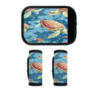 TULIMET 2Pcs Luggage Handle Wrap for Suitcase, Nautical Green Sea Turtles Luggage Identifiers Travel Bag Wraps Suitcase Handle Protection Sleeve Cover