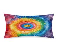 TULIMET Satin Pillowcase for Hair and Skin Tie Dye Colorful Rainbow Retro Pillow Cases with Zipper Smooth and Soft Breathable Pillow Cover 20"X 40"