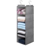 tulinstiraga Large Hanging Sweater Organizer for Closet,Collapsible 6-Shelf Hanging Closet Shelves with Drawers, Washable (Grey-5 Shelf)