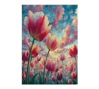 Tulip 300 Piece Pack Classic Jigsaw Puzzle Flower Plant Flowers Plants Trees Couple Puzzle Partners Ultra Difficult Wall Decor Easter New Year Cardboard 300 PCS