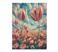 Tulip 500 Piece Pack Classic Jigsaw Puzzle Flower Plant Flowers Plants Trees Couple Puzzle Partners Ultra Difficult Wall Decor Easter New Year Cardboard 500 PCS