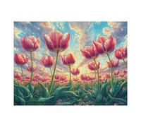 Tulip 500 Pieces Set Classic Jigsaw Puzzle Flower Plant Flowers Plants Trees Couple Puzzle Partners Mind Relaxation Wall Decor Easter New Year Recycled Cardboard 500 PCS