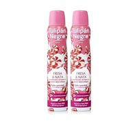 Tulip Black Deodorant Spray Strawberry and Cream 200 ml, 0% Aluminium Salts, Controlled Sweat X 2