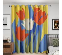 Tulip Blackout Curtains, 52x72, Modern Abstract Flower Curtains for Bedroom Livingroom, Thermal Eyelet Curtains & Drapes 72 Drop, Window Treatments, 2 Panels M&1097