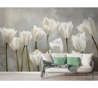 Tulip Botanical Wall Mural, Self-Adhesive Peel & Stick Wallpaper, Garden Style Bouquet Design Photo Wallpaper for Living Room & Bedroom (250x175 cm), M-750
