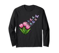 Tulip Butterfly Flower Gardening Floral Long Sleeve T-Shirt