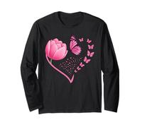 Tulip Butterfly Heart Floral Long Sleeve T-Shirt