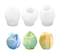 Tulip Candle Mould, 3 Pcs 3D Flower Silicone Mould Tulip Molds Epoxy Resin Mold for Candle Making Handmade Soap Aromatherapy Fondant Cake Decoration DIY Craft Home Decor (Tulips)