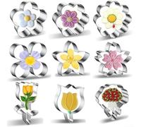 Tulip Carnation for Lily Cookie Cutters for Cake Decor Tulip | 9 floral shapes, tulip carnation for lily, steel, cake cookie fondant, easy release