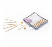 Tulip CarryT Tunisian Crochet Hook Single-Piece Bamboo Beige, Blue and Grey