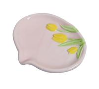Tulip Ceramic Soap Dish with Drainage Spout, Anti-Slip Soap Dishes for Bathroom, Exquisite Soap Holder with Tulip Relief, Pink Soap Tray for Shower Kitchen and Sink, Keep Soap Dry & Easy Cleaning