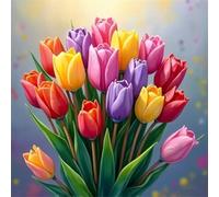 Tulip Colors Jigsaw Puzzle 70 Pieces 45x45cm/18x18inch, Difficult jigsaw puzzles for Adults 70, Beautiful Art work, Great Festive Puzzle Gift for Men/Women