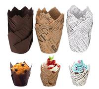 Tulip Cupcake Cases, 150 PCS Tulip Muffin Cases, Muffin Cupcake Liners, Baking Paper Cups, Greaseproof Muffin Cups for Baking Christmas Wedding Birthday Party Vintage Style