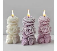 Tulip Cylinder Flower Succulent Peony Half Open Rose Bud Cylinder Candle & Resin Mold - Resin Casting Silicone Molds for Home Decor & Candle Making Wave Spiral Mold