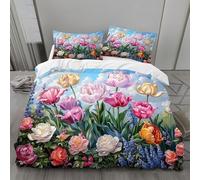 Tulip Double Bedding Set Clouds Double Duvet Cover Set Microfibre Duvet Cover Luxury Bedding 3D Printed Quilt Cover with 2 Pillow Cases 50x75cmH2608