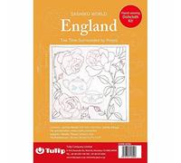 Tulip Embroidery, White, Green, One Size