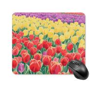 Tulip Field Mouse Pad 25 * 30cm - Non-Slip Rubber Base Mouse Mat Portable Square Desk Mat for Office, Laptop, Travel, Wireless Mice Mats - Waterproof & Durable Design