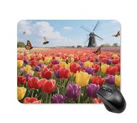 Tulip Field Square Mouse Pads Non-Slip Rubber Base Mouse Mat Cute Mousepad Funny Computer Desk Accessories for Office Home Gaming Work 20 * 25cm
