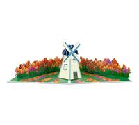 Tulip Field Windmill Pop Up Cards, Paper Flower Bouquet Greeting Cards with Blank Note Card & Envelope, gift for celebrating Love, Birthday, Anniversary, Special Moments, Valentine's Day