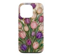 Tulip Floral Stained Glass Pastel Spring Cute Botanical Case for iPhone 13 Pro