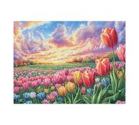 Tulip Flower Field 500 Piece Jigsaw Puzzle for Adults Teens Dorm Room Decor Study Break Challenging Puzzle Great Gift for College 500 PCS