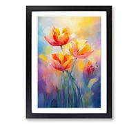 Tulip Flower Impressionism No.2 Framed Print | A2 Black Framed Wall Art | Ready to Hang | Impressionist Floral Picture | Living Room Bedroom Lounge Office