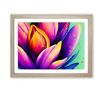 Tulip Flower Splash Abstract Framed Wall Art Print A2 Oak