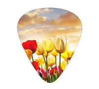 Tulip Flower Sunset,12 Pcs Guitar Pick,3 Different Thickness Plectrums for Acoustic Guitar Bass Ukulele (0.46mm 0.96mm 0.71mm)