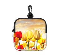 Tulip Flower Sunset, Square Zipper Storage Bag, Neoprene Coin Purse, Small Wallets, Change Pouch, Change Purse
