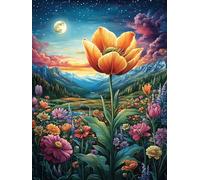 Tulip Flower Under The Moon 1000-piece Jigsaw Puzzle Bundle Wildlife Pet Family Puzzle Lovers Brain Training Mindful Activity Spring Creativity & Gift Giving 1000 PCS