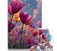 Tulip Flowers 1000 Piece Jigsaw Puzzle for Adults Teens,Challenging Game Gifts for Is Ideal As A Gift for The Whole Family (38x26cm)