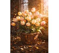 Tulip Flowers 50 Piece Jigsaw Puzzle for Adults, Creativity, Challenging and Difficult Puzzle, Brain Teaser Puzzles for Adults 50 Pieces for The Whole for Women, Men