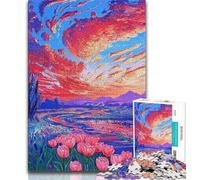 Tulip Flowers Adult Jigsaws 1000 Pieces Difficult,Challenging Family Activity Games DIY Toy for Home Wall Decor Gifts (38x26cm)