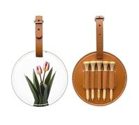 tulip flowers Brown Printed golf tee storage bag - portable design, easy to organize tee
