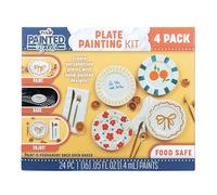 Tulip Food Safe Painted by Me Ceramic Plate Painting Set, Includes 16 Paints, 4 Brushes & 4 Paintable Plates. Bake at Home with Studio Quality Results