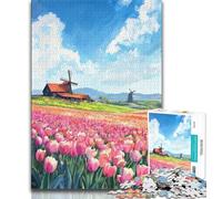 Tulip Garden Jigsaw Puzzles for Adults 1000 Jigsaws,Family Game Stress Reliever Difficult Challenge Gifts for Friends And Family (38x26cm)