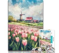 Tulip Garden Jigsaw Puzzles for Teenagers 1000 Piece Puzzle,Brain Intelligence Challenge Addictive Toys for Home Decoration (50x75cm)