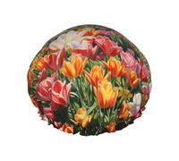 Tulip Garden print Bath cap Large bath cap Fit for all lengths of hair Protects hair bath cap Reusable