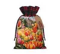 Tulip Garden Print Gift Decor Bags Drawstring Pouches Eco-Friendly Anniversaries Present Packaging