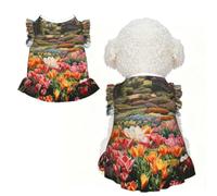 Tulip Garden Print Pet Breathable Sleeveless Skirt S