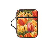Tulip Garden Print Soft Bible Storage Bag Scripture Holder Waterproof for Worship Travel Devotional